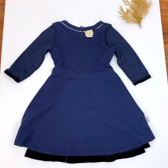 Mini Boden Girls 6-7 Years Navy Velvet Gold Stars Dress - Picture 12 of 16